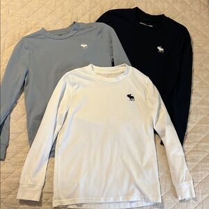 Abercrombie & Fitch Long Sleeve Shirts  Navy, Light Blue, White. Boys size 7/8